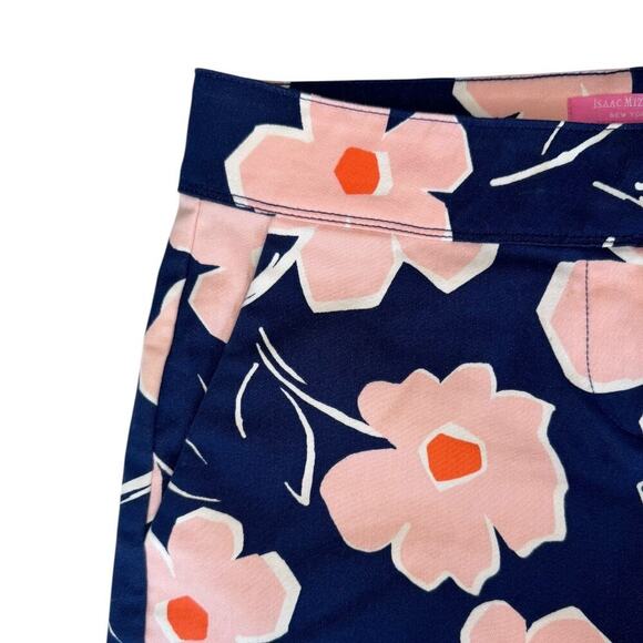 Isaac Mizrahi Women’s Navy and Pink Flower Peplum Shorts - Size 4 - Picture 2 of 7
